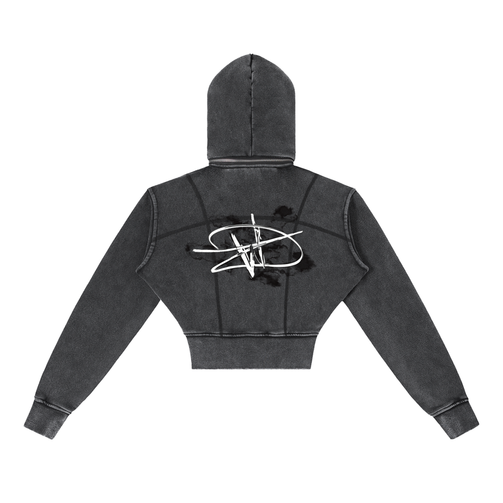 Vintage Washed Cropped Fleece Hoodie