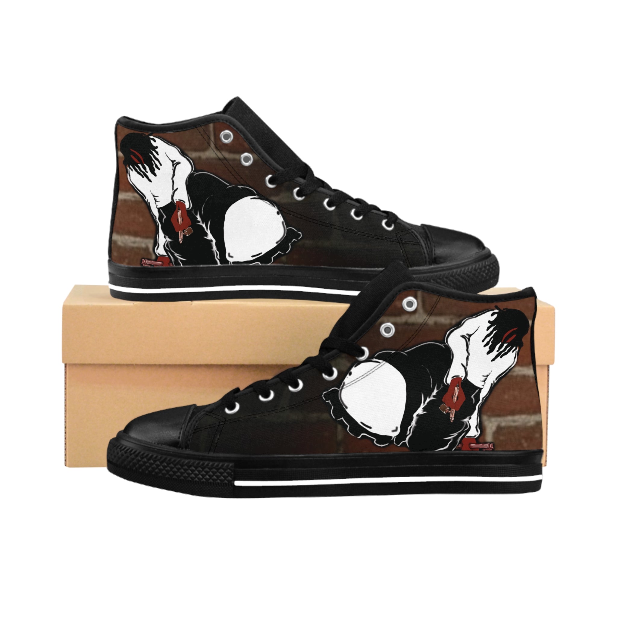 Men's Classic Sneakers — Urban Brick Wall Street Style with logos