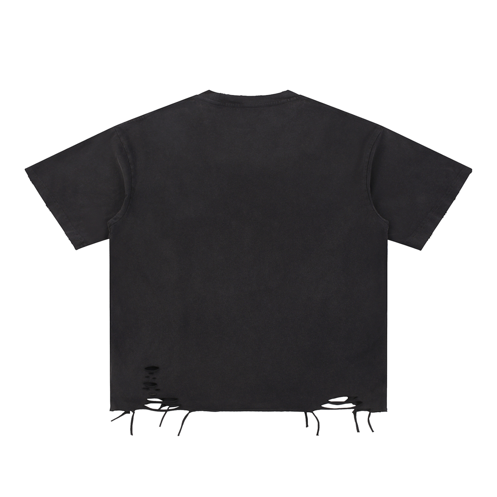 Snow Washed Raw-Hem bottle cap T-Shirt