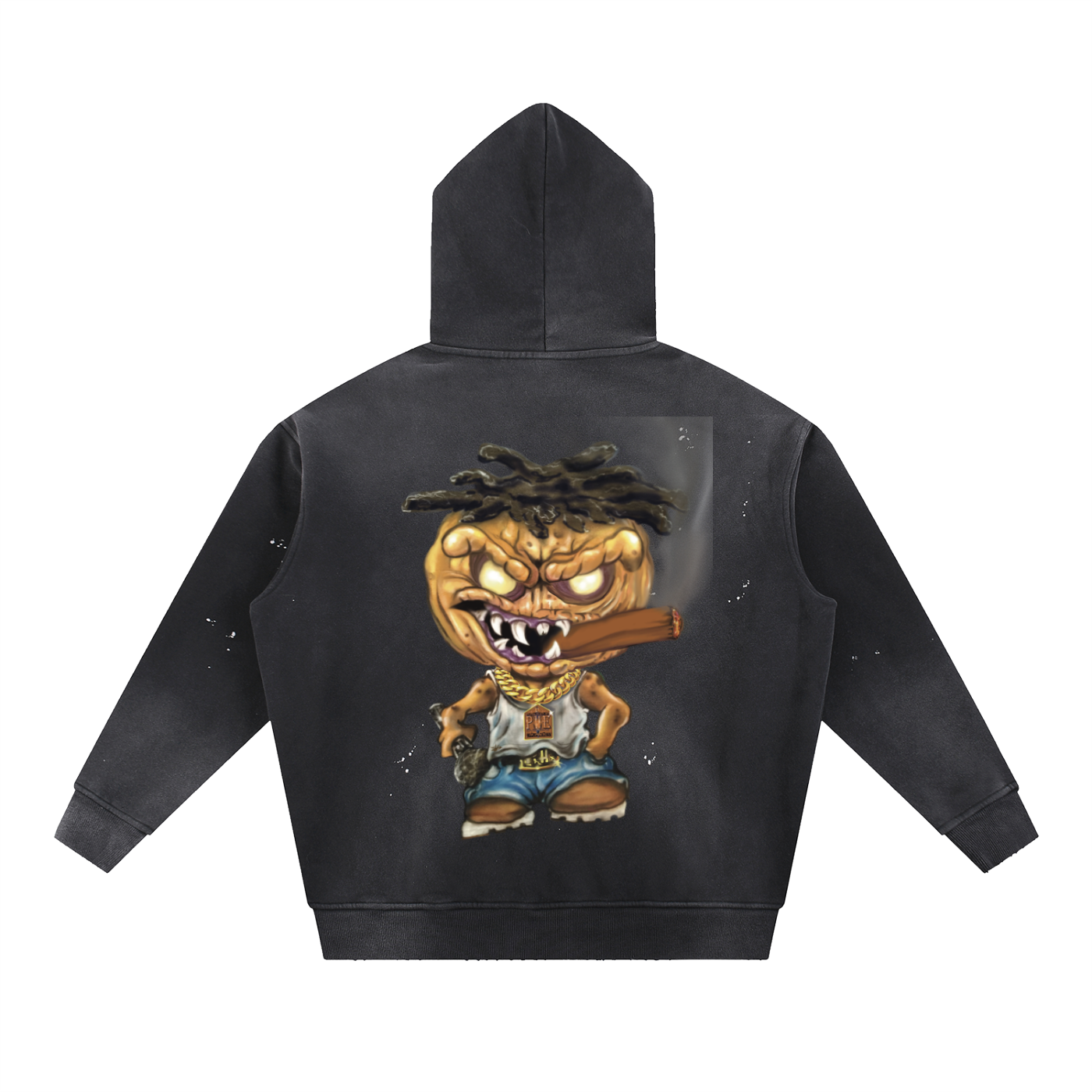 Vintage Washed Frayed Fleece Hoodie